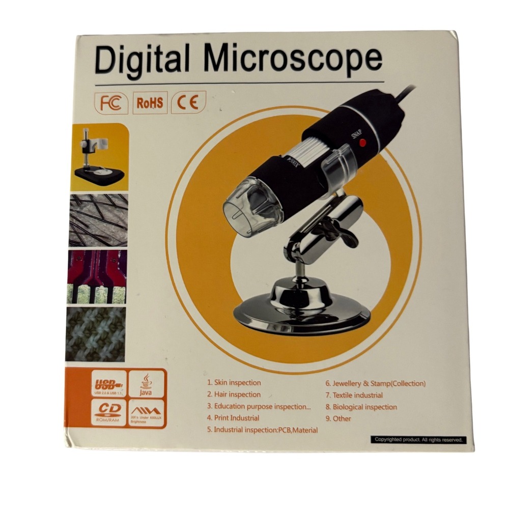 New in Box Digital Microscope USB 2.0‎ 500X Magnification with Metal Stand